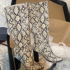 Kenneth Cole knee high snack print boots